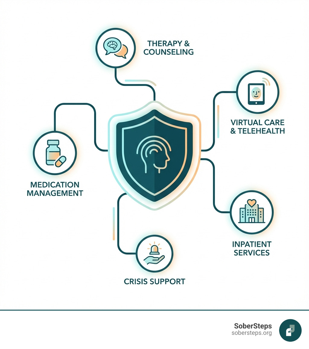 checklist showing covered services like therapy and inpatient care - mental health insurance