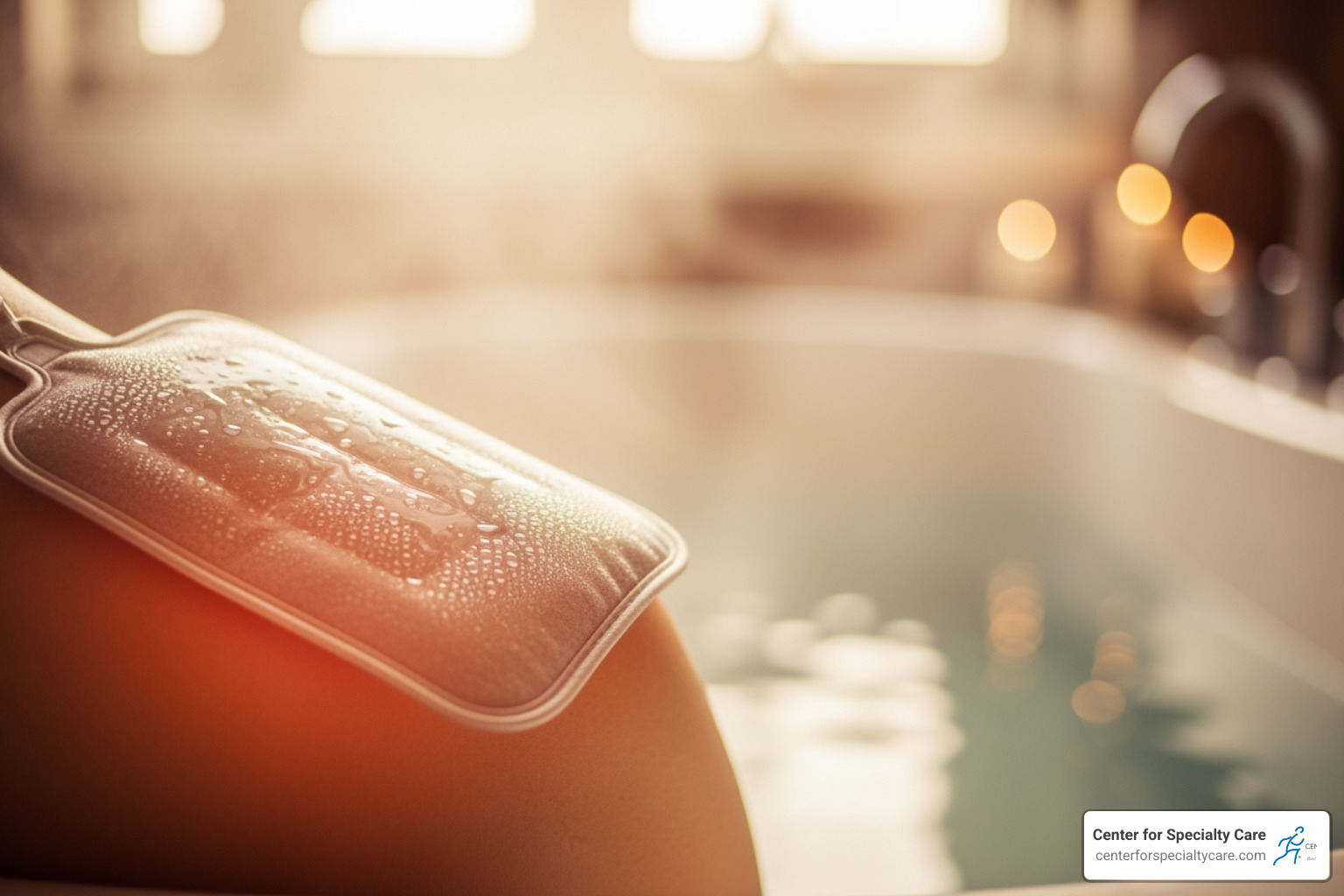 a moist heating pad and a warm bath - heat cold therapy for tendonitis