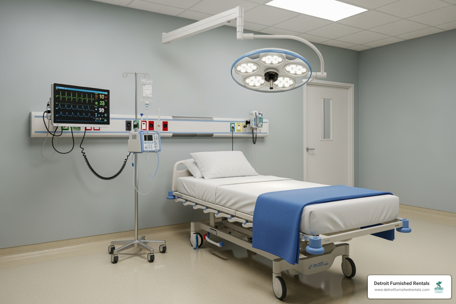 An empty, clean emergency room bay - dmc urgent care detroit An empty, clean emergency room bay - dmc urgent care detroit