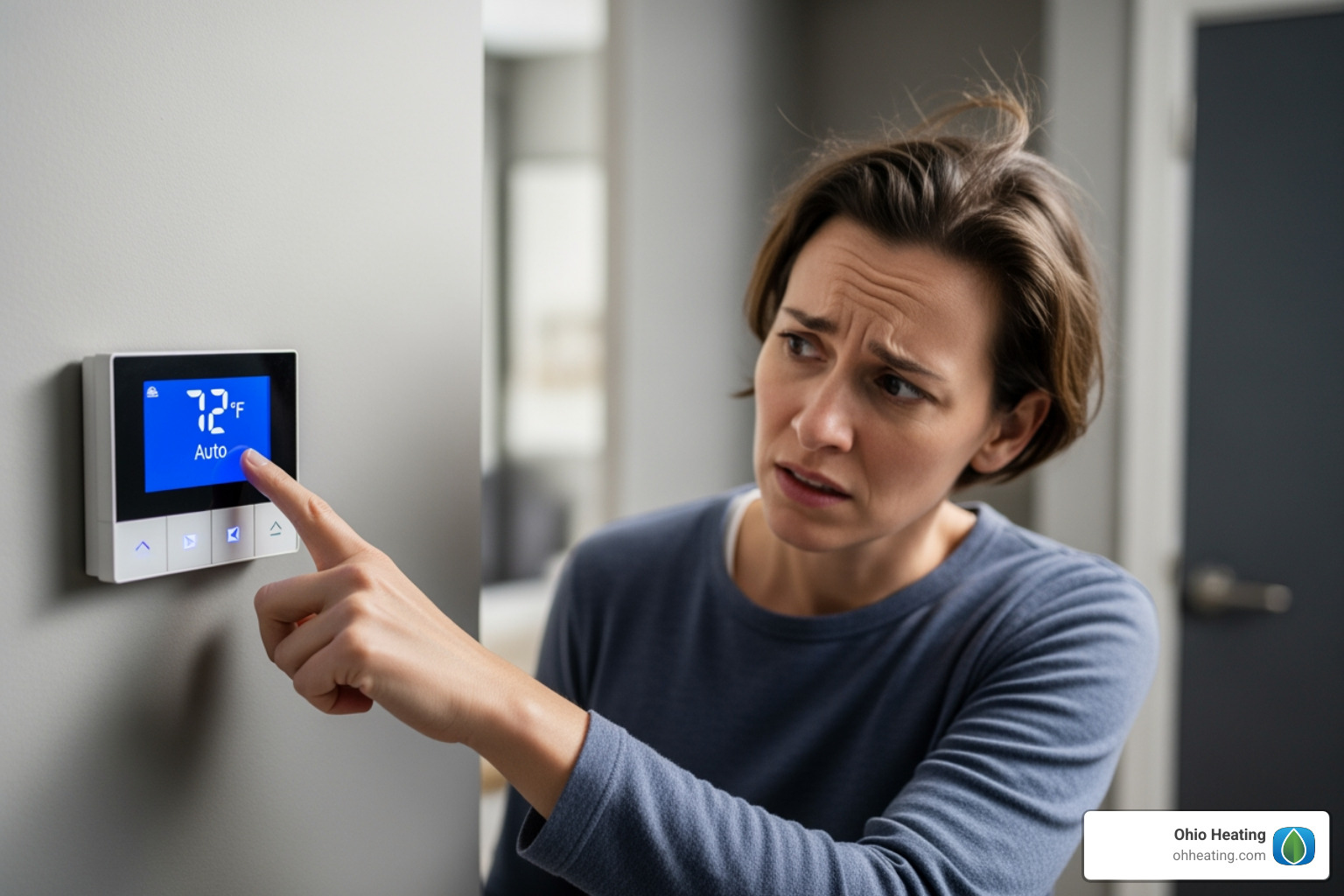 person looking frustrated at thermostat - Airflow balancing services