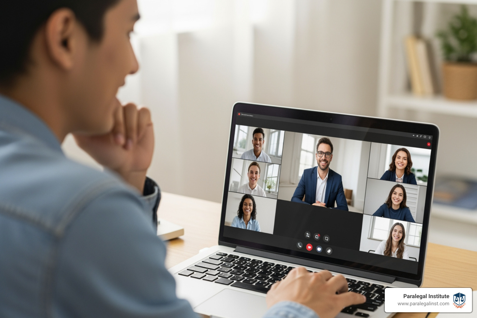 a student participating in a live online class session - Best online paralegal program