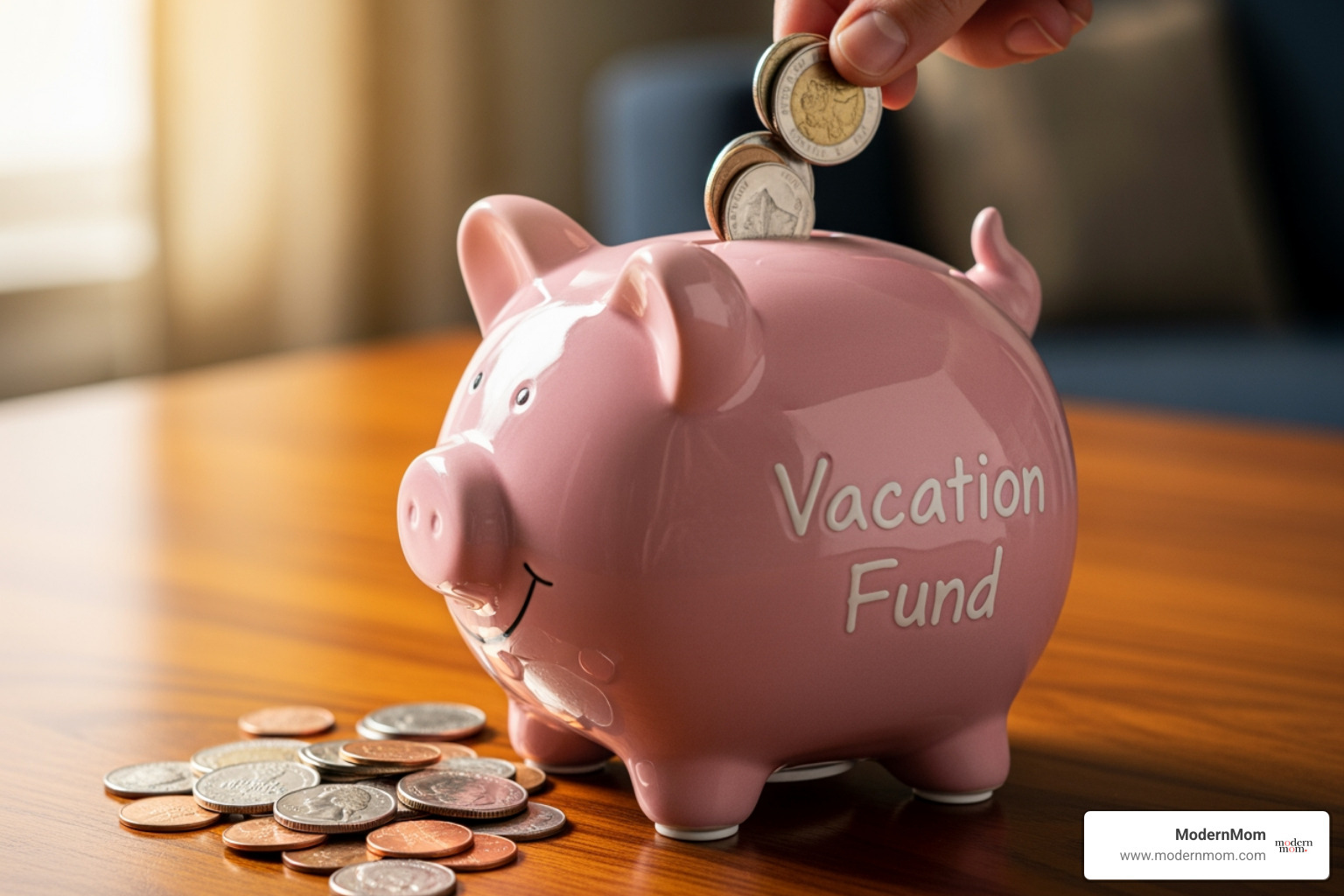 A piggy bank being filled, labeled "Vacation Fund" - Money, Budgeting & Financial Clarity