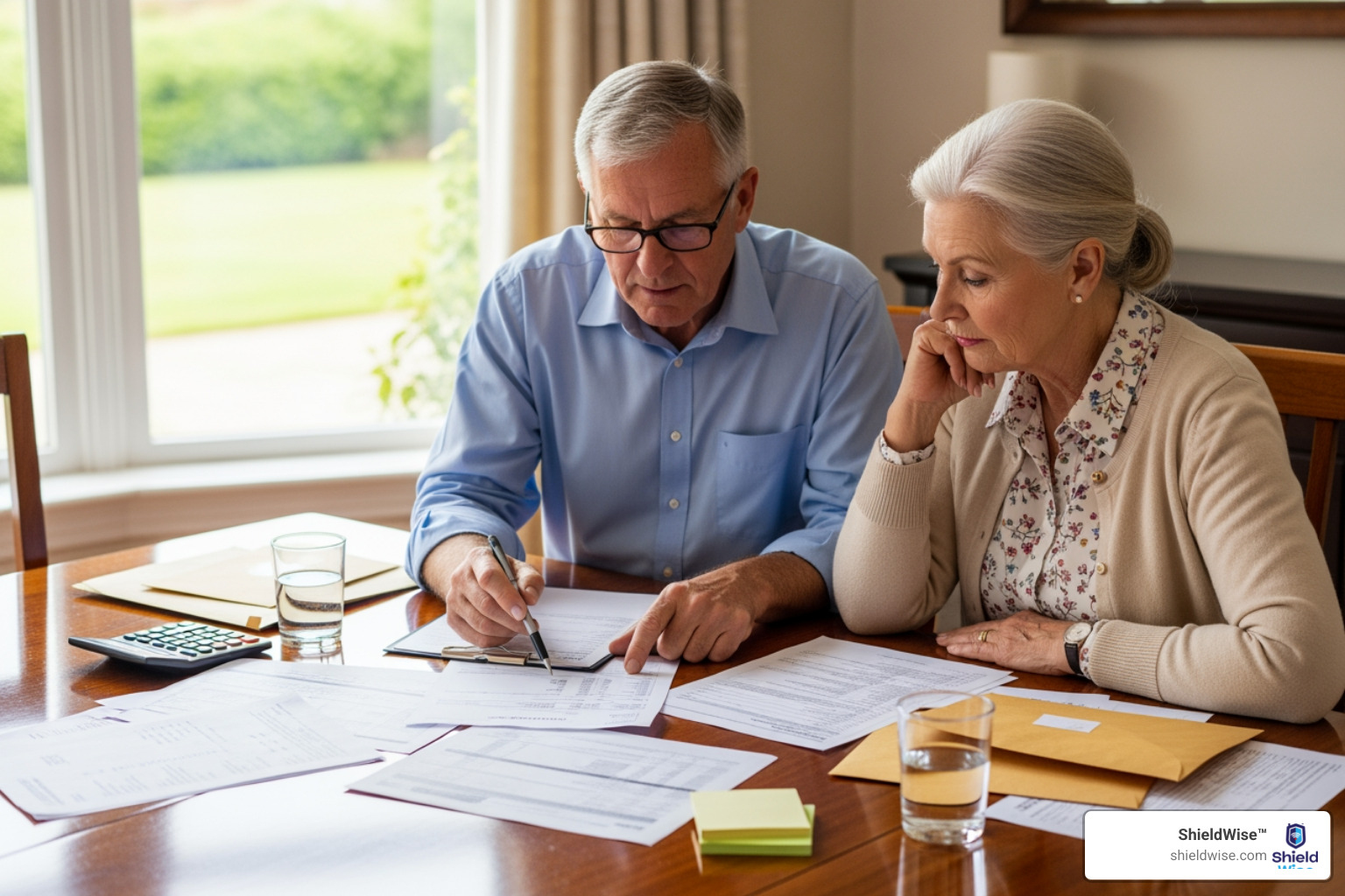 senior couple reviewing documents - difference between final expense and life insurance