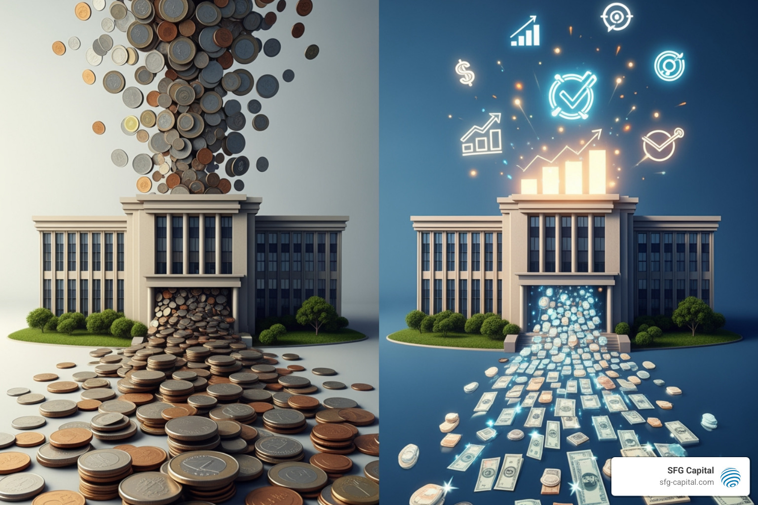 diagram comparing traditional funding vs. performance-based funding - Performance-based funding