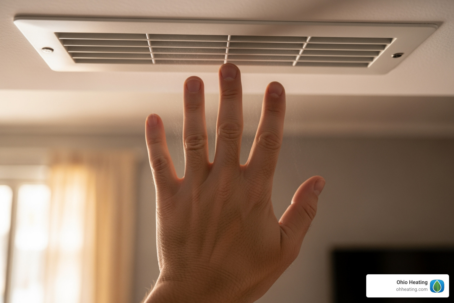 person checking a vent with weak airflow - Indoor air balance