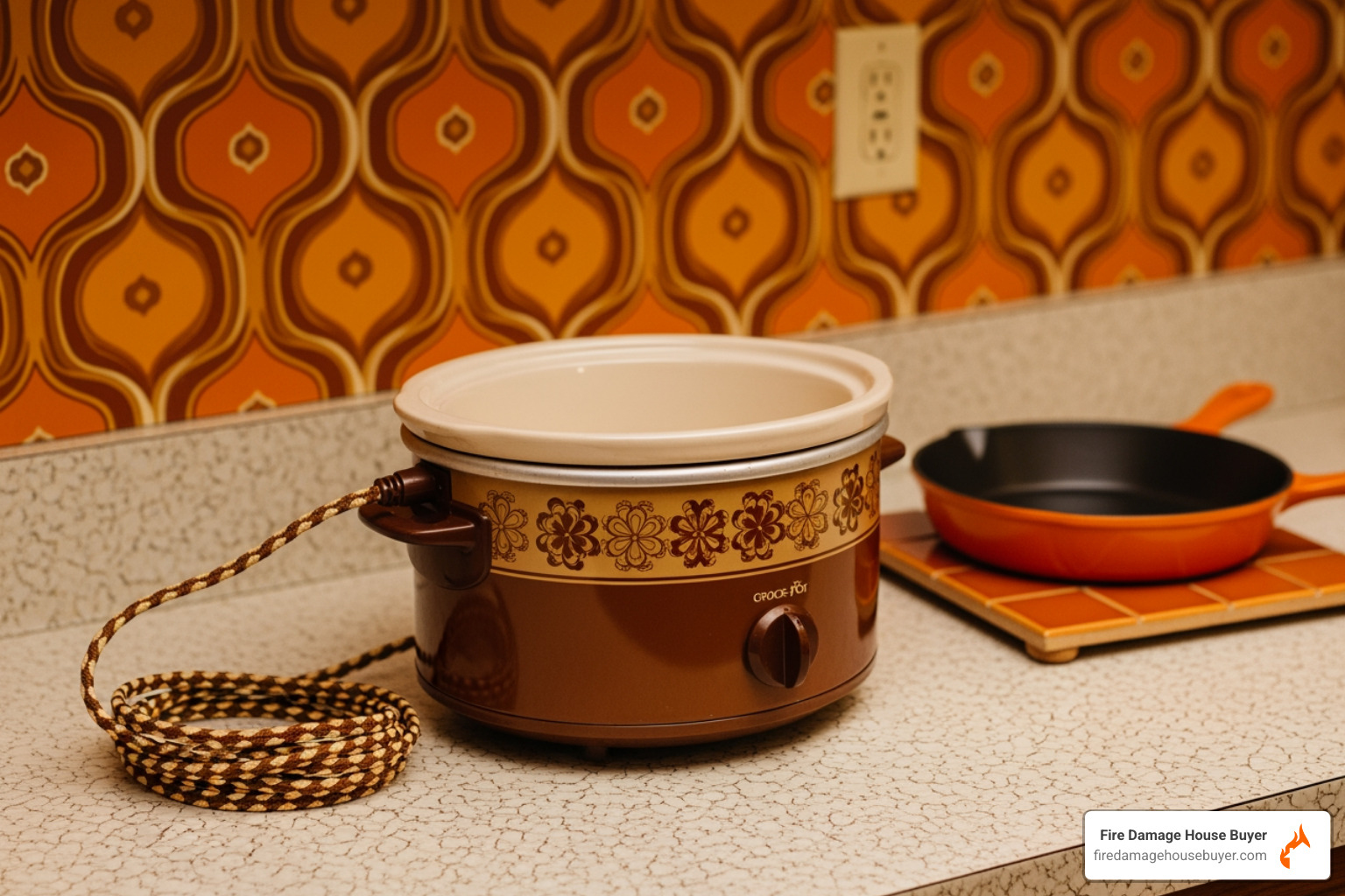 vintage 1970s-style crock pot with a fabric cord - can a crock pot catch on fire vintage 1970s-style crock pot with a fabric cord - can a crock pot catch on fire
