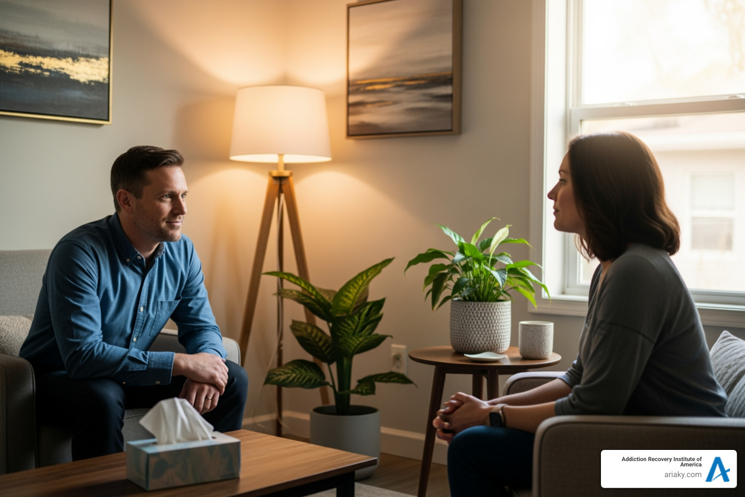 supportive therapist talking with a client - holistic heroin detox