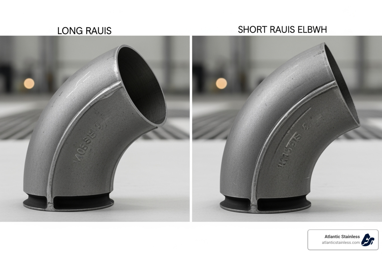 side-by-side comparison of LR and SR elbows - Long radius elbows side-by-side comparison of LR and SR elbows - Long radius elbows