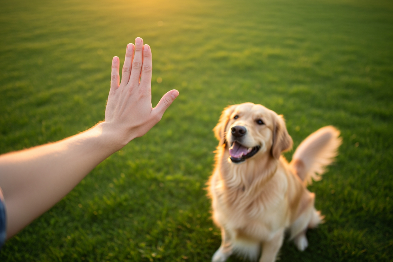 person using hand signal - Teach dog stay person using hand signal - Teach dog stay