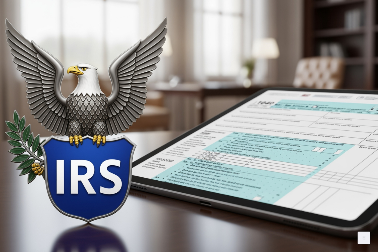 IRS logo next to a digital document - electronic signature w9