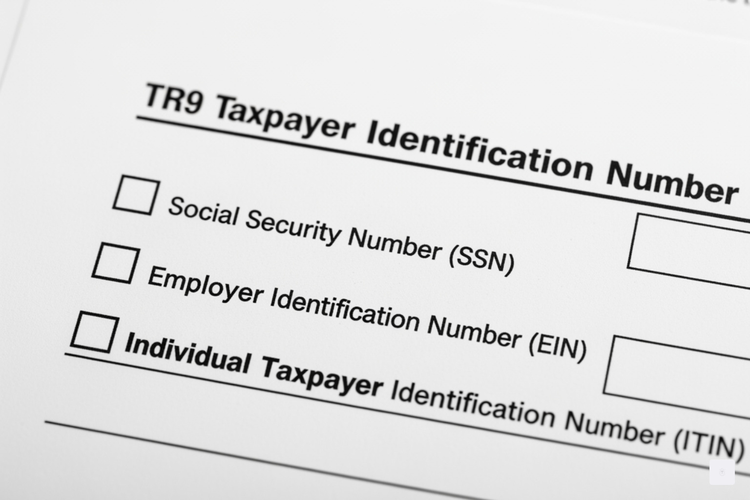 Sección TIN en el Formulario W-9 con opciones de SSN, EIN e ITIN - Requisitos de informes del W-9