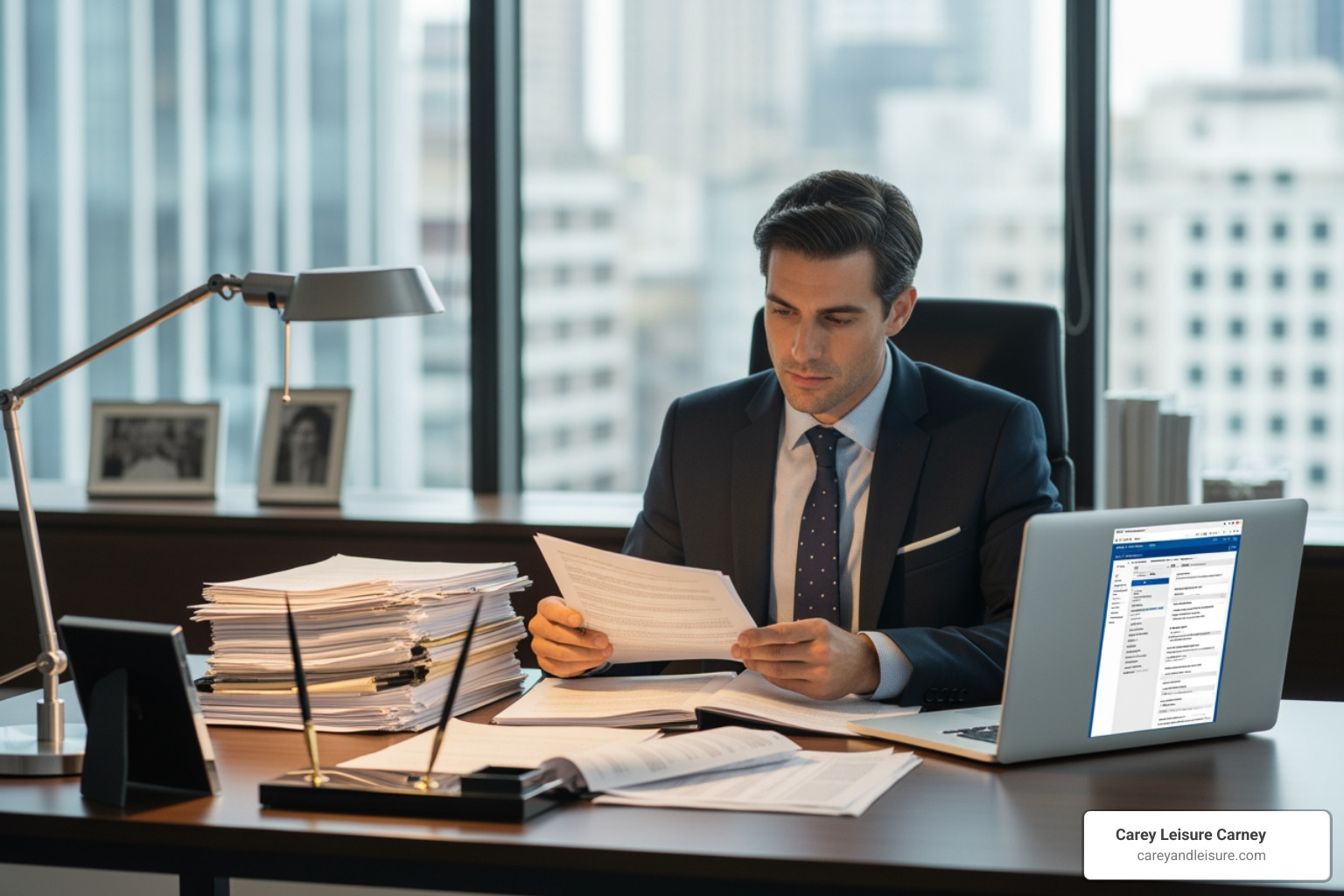 attorney reviewing accident documents - rideshare accidents lawyer