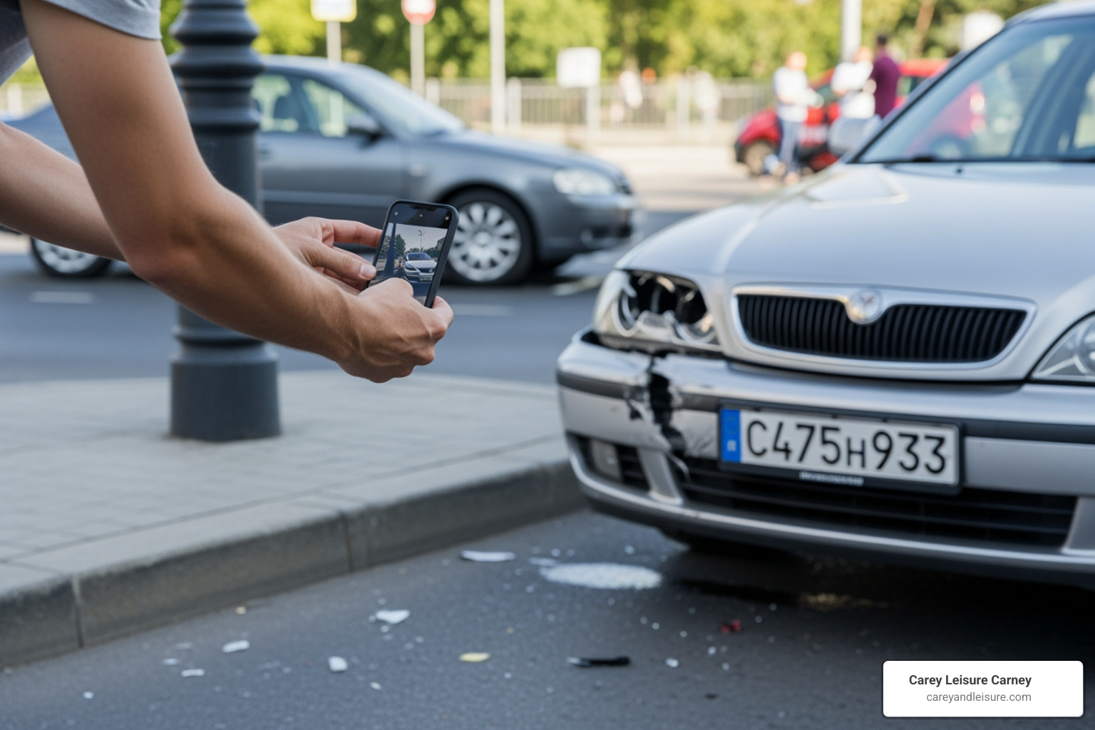 person taking a photo of a license plate with their smartphone at an accident scene - Rideshare accident lawsuit person taking a photo of a license plate with their smartphone at an accident scene - Rideshare accident lawsuit