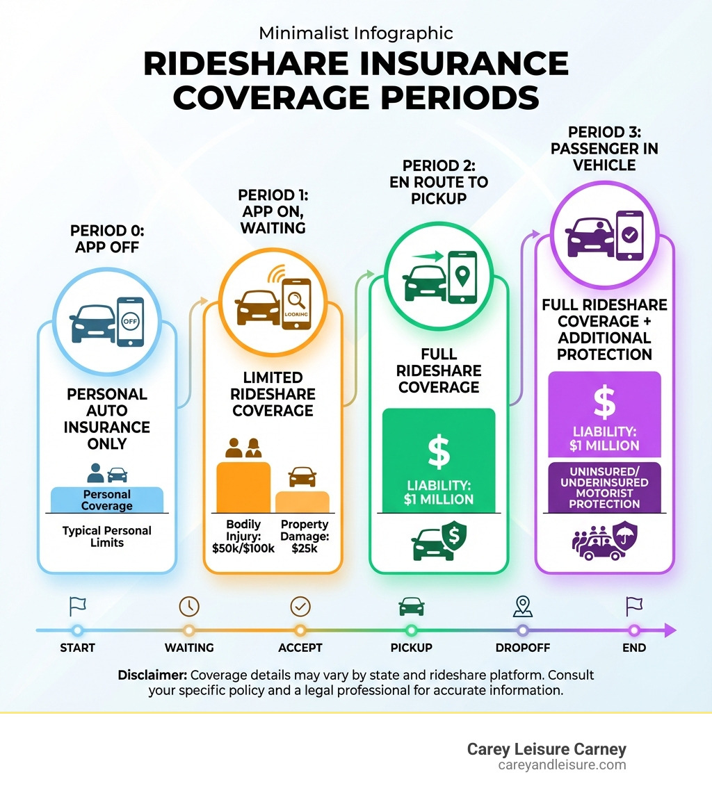 infographic showing rideshare insurance coverage periods - attorney for uber drivers infographic infographic showing rideshare insurance coverage periods - attorney for uber drivers infographic