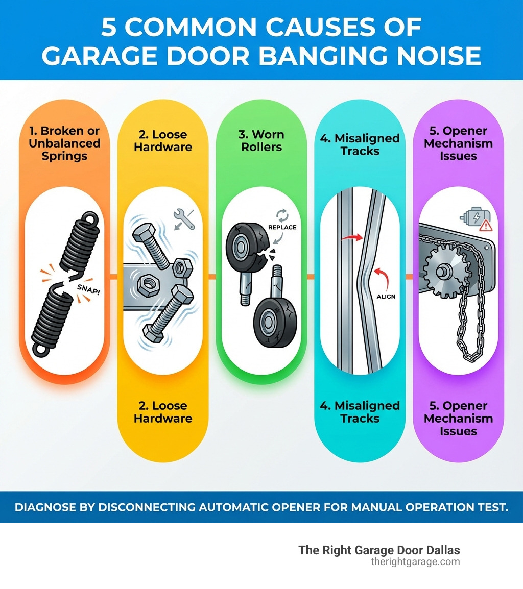 Garage door makes banging noise when opening: Top 5 Fixes