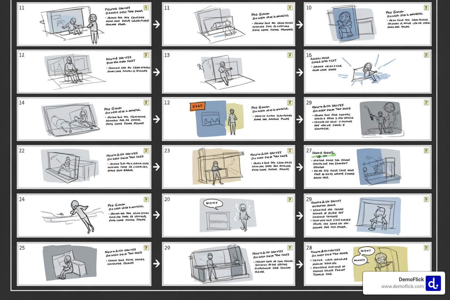 Professional storyboard for an animated video - 3d character explainer Professional storyboard for an animated video - 3d character explainer