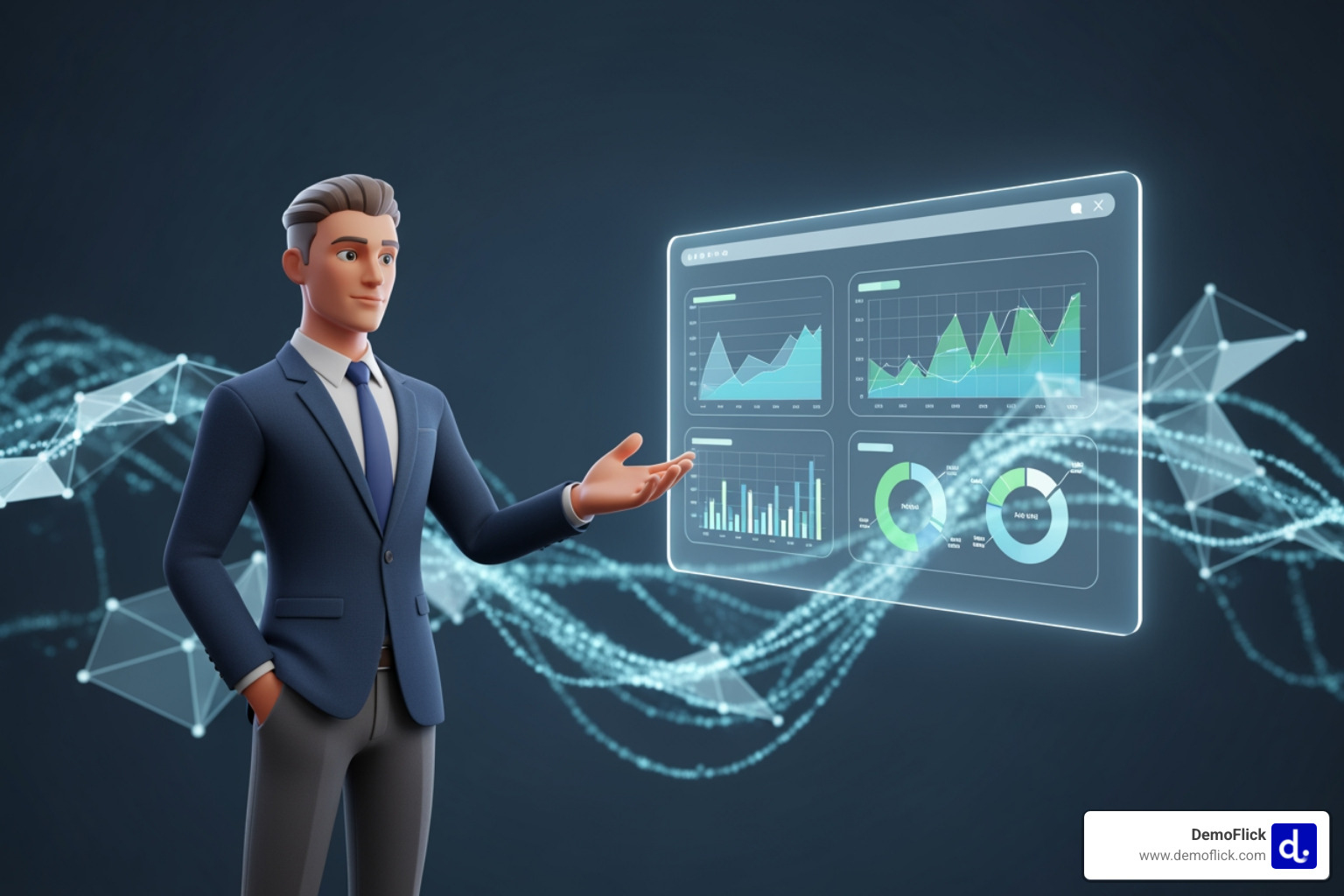 3D character representing a professional guiding a user through a software interface - 3d character explainer 3D character representing a professional guiding a user through a software interface - 3d character explainer
