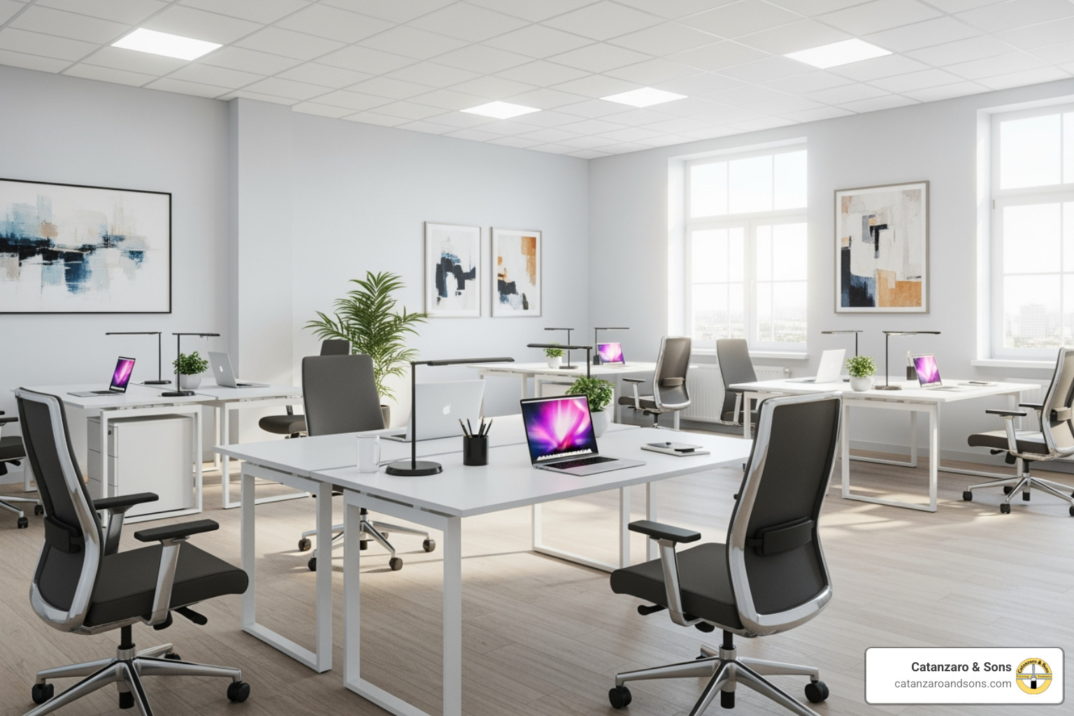 bright, modern office interior after a professional paint job - commercial painting contractors RI bright, modern office interior after a professional paint job - commercial painting contractors RI