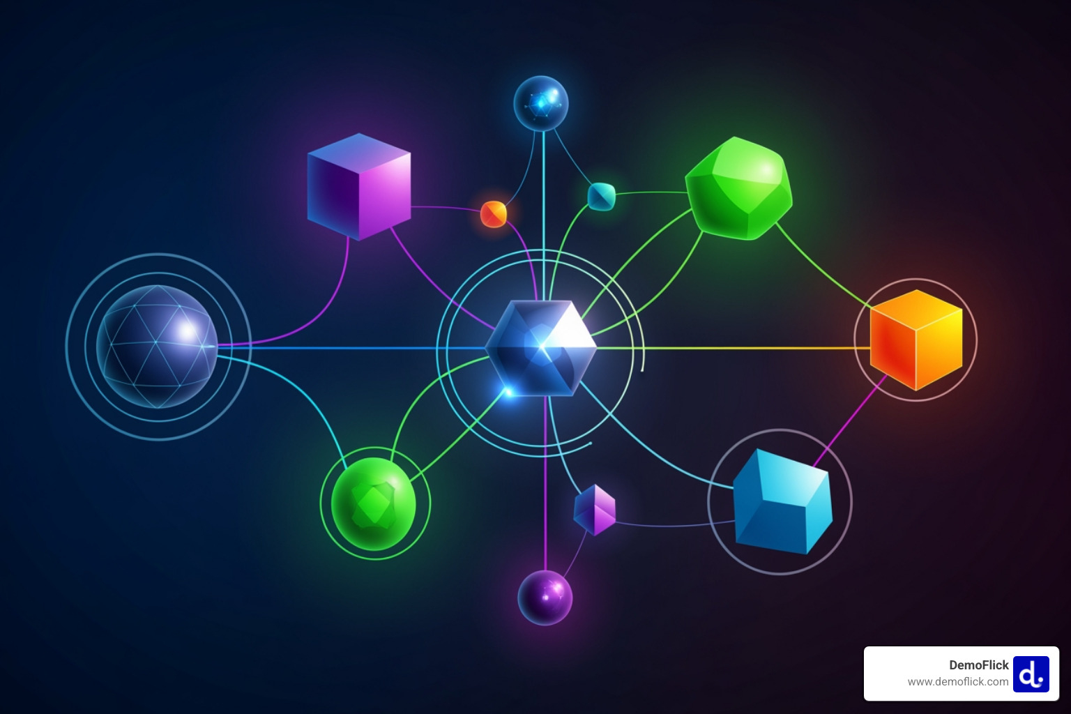 A conceptual graphic depicting interconnected digital nodes forming a cohesive strategy, symbolizing DemoFlick's collaborative approach to B2B video solutions. - corporate video production seattle A conceptual graphic depicting interconnected digital nodes forming a cohesive strategy, symbolizing DemoFlick's collaborative approach to B2B video solutions. - corporate video production seattle