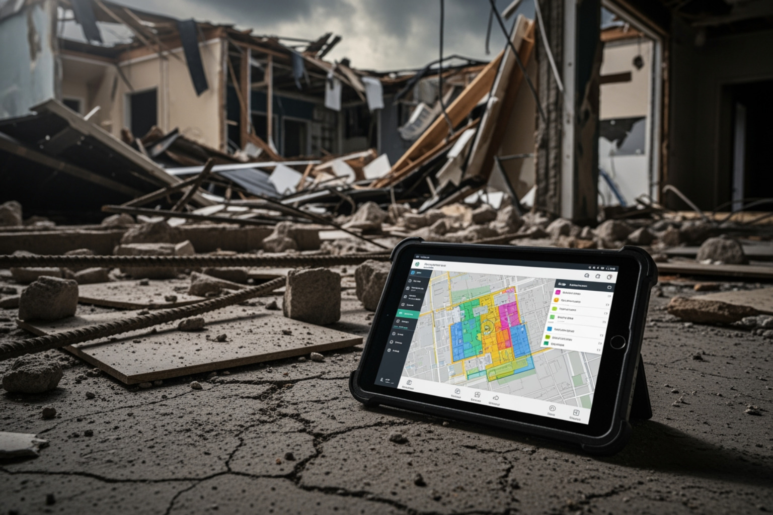 adjuster using tablet to document damage inside commercial property - property loss adjusting adjuster using tablet to document damage inside commercial property - property loss adjusting