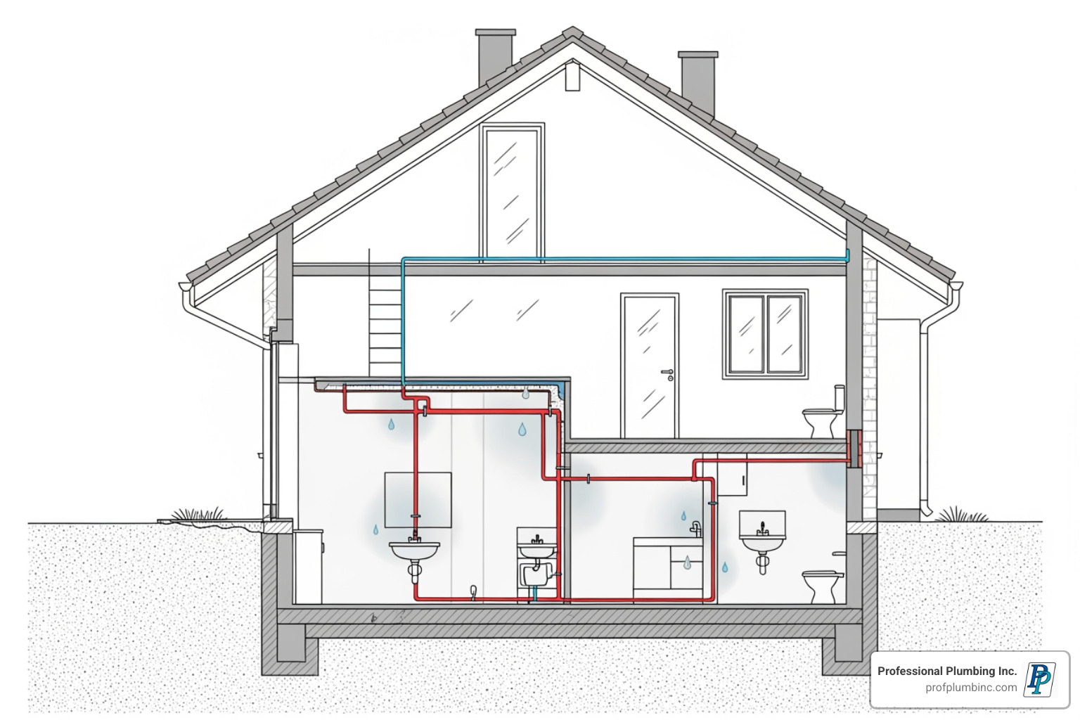 diagram of home with potential leak spots - acoustic leak detection diagram of home with potential leak spots - acoustic leak detection