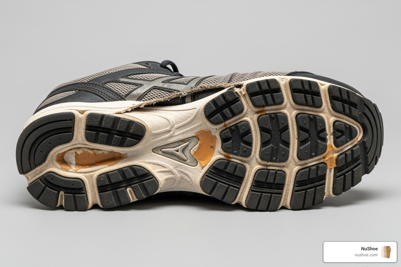 shoe sole completely detached, ready for repair - adhesive for shoe