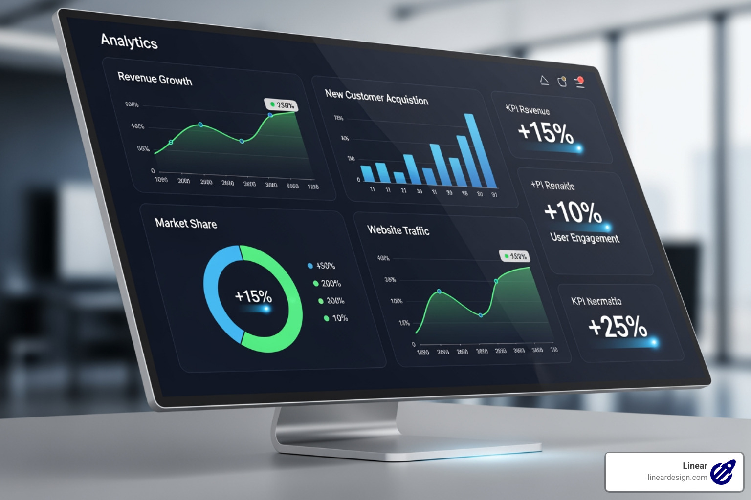 A clean, modern analytics dashboard showing positive growth charts - facebook ad companies