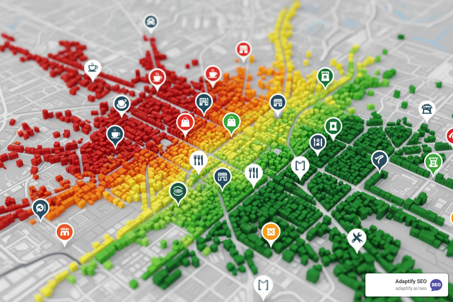local business heatmap visualization - geo grid rank tracker