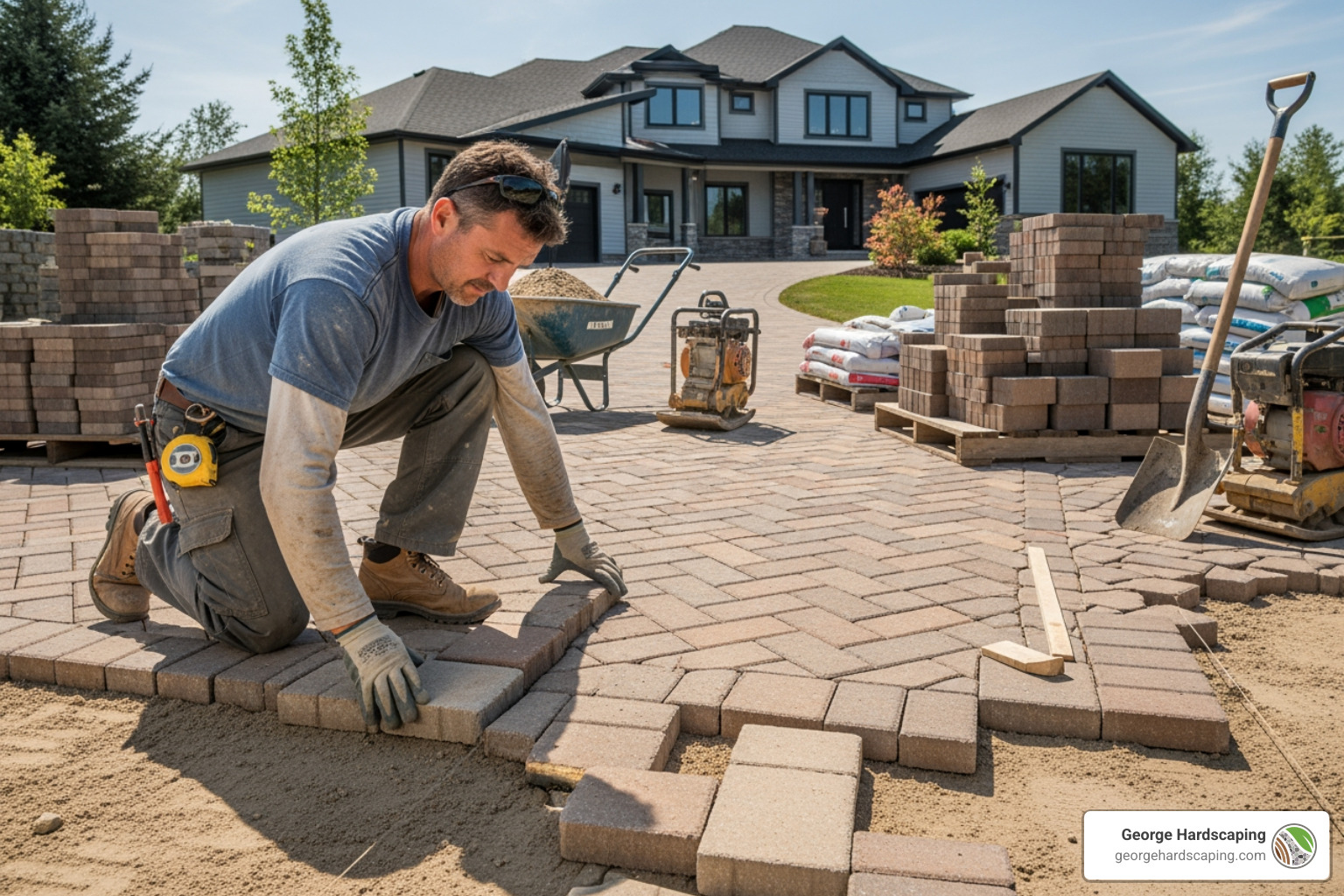 cross-section of a paver driveway installation - Paver Driveway Contractor