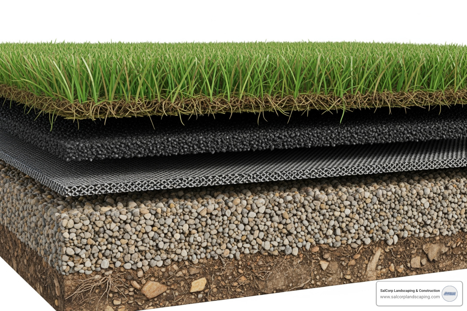 Cross-section layers of a professional artificial turf installation - artificial grass Brockton MA