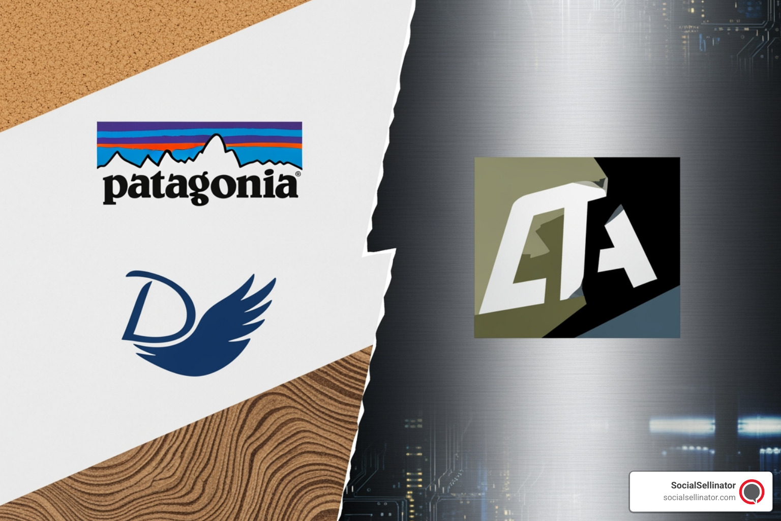 A collage showing logos of authentic brands like Patagonia and Dove contrasted with a generic "Fake News" stamp over a company logo. - why is brand authenticity important