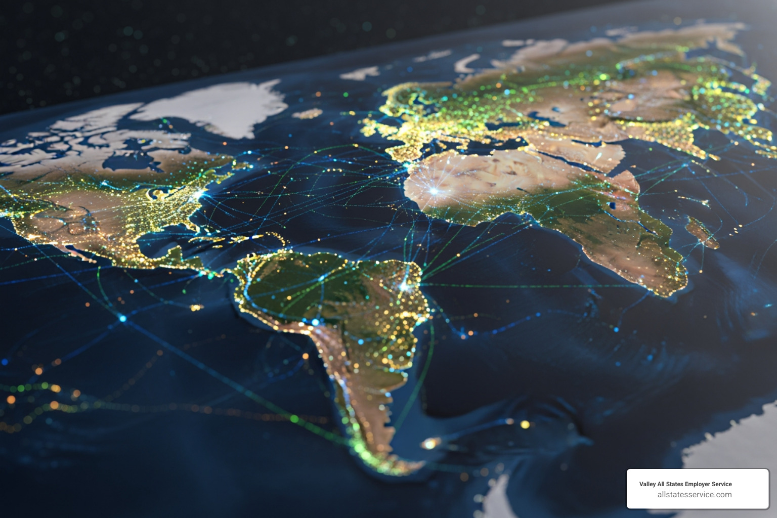 global map with connection points - Employment verification companies