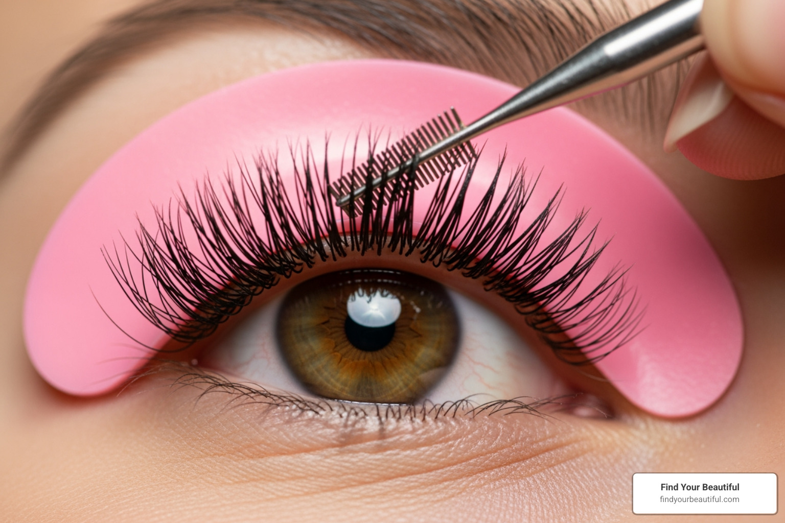 close-up of lashes being brushed onto the silicone pad - diy lash lift close-up of lashes being brushed onto the silicone pad - diy lash lift