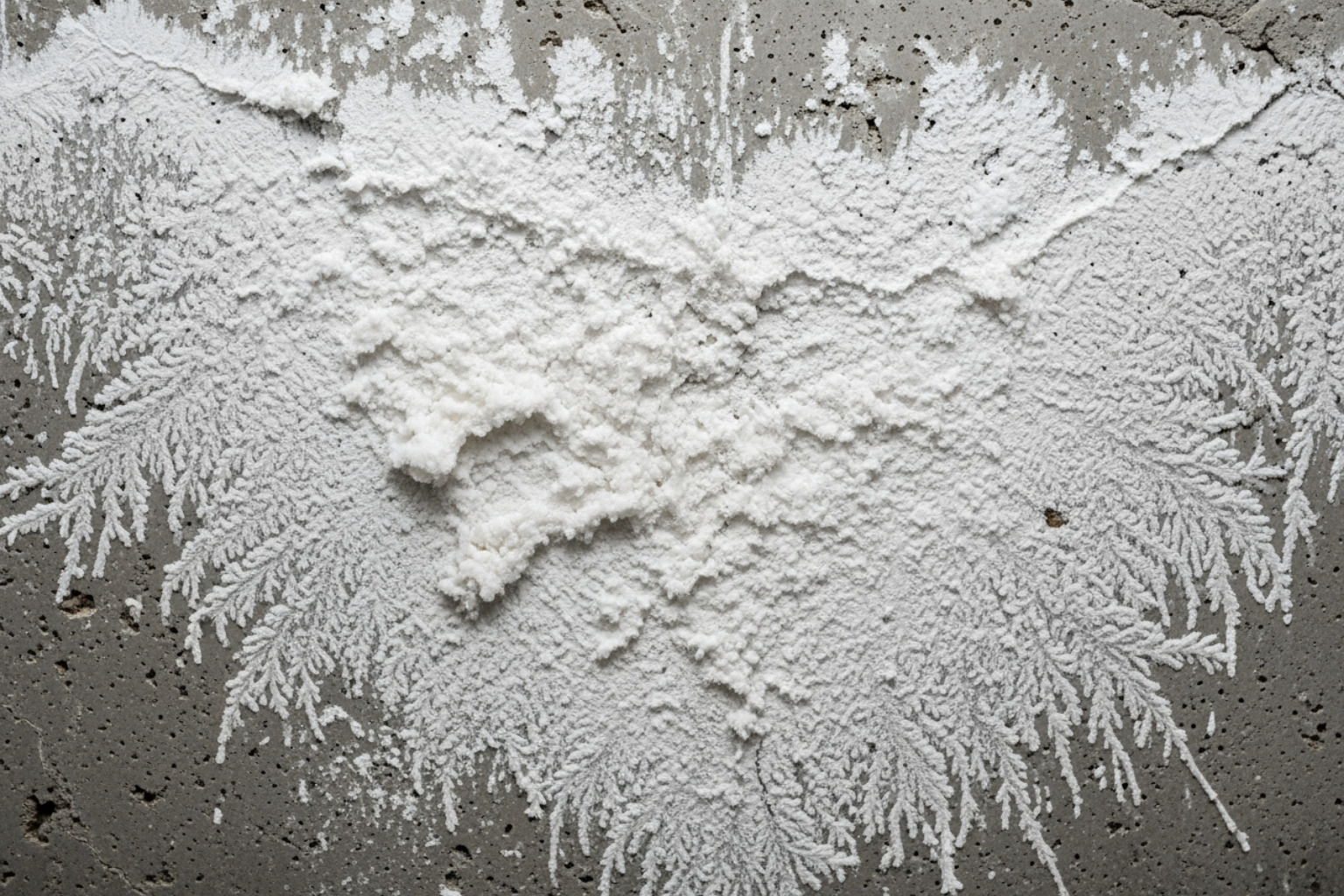 efflorescence on a concrete basement wall - basement waterproofing companies in new jersey
