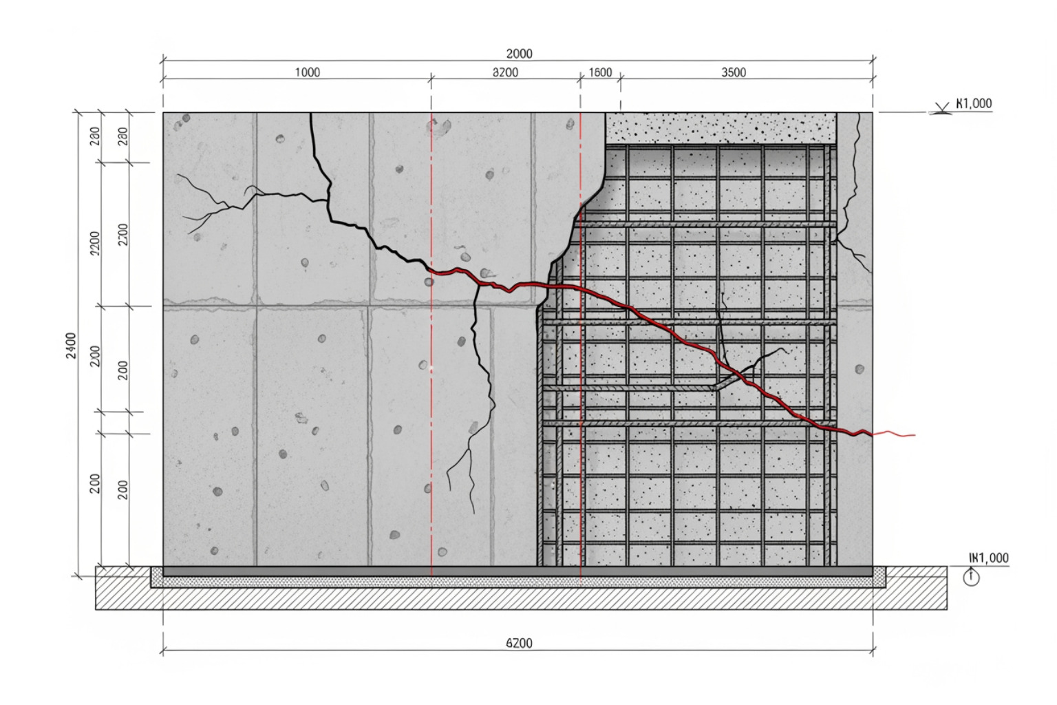 image showing the difference between horizontal, vertical, and diagonal cracks - basement wall issues