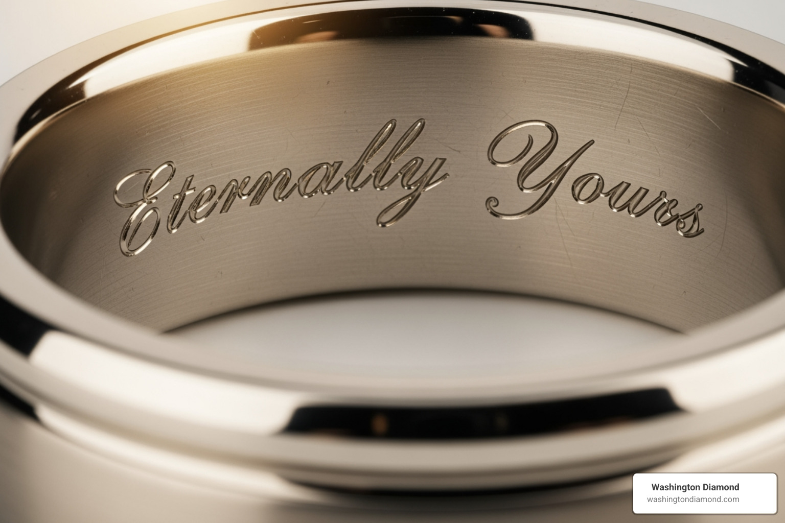 close-up shot of the inside of an engraved ring band - engravings for promise rings