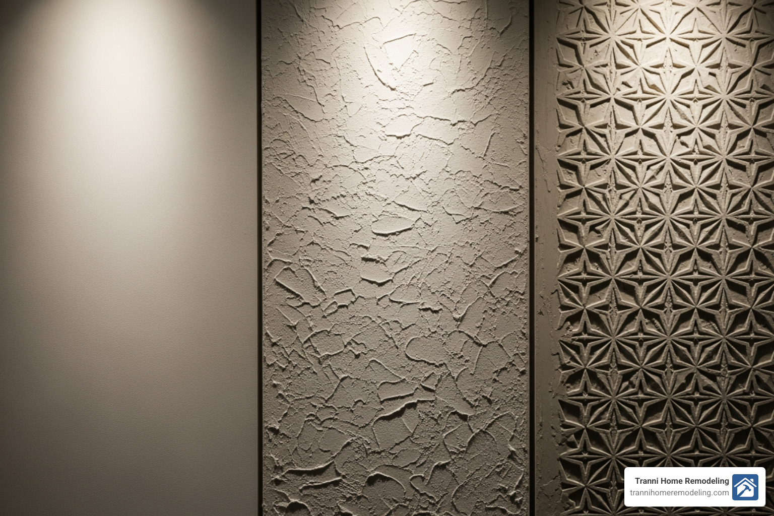 Close-up of different plaster textures, showing smooth, textured, and decorative finishes - Plastering and Painting Service