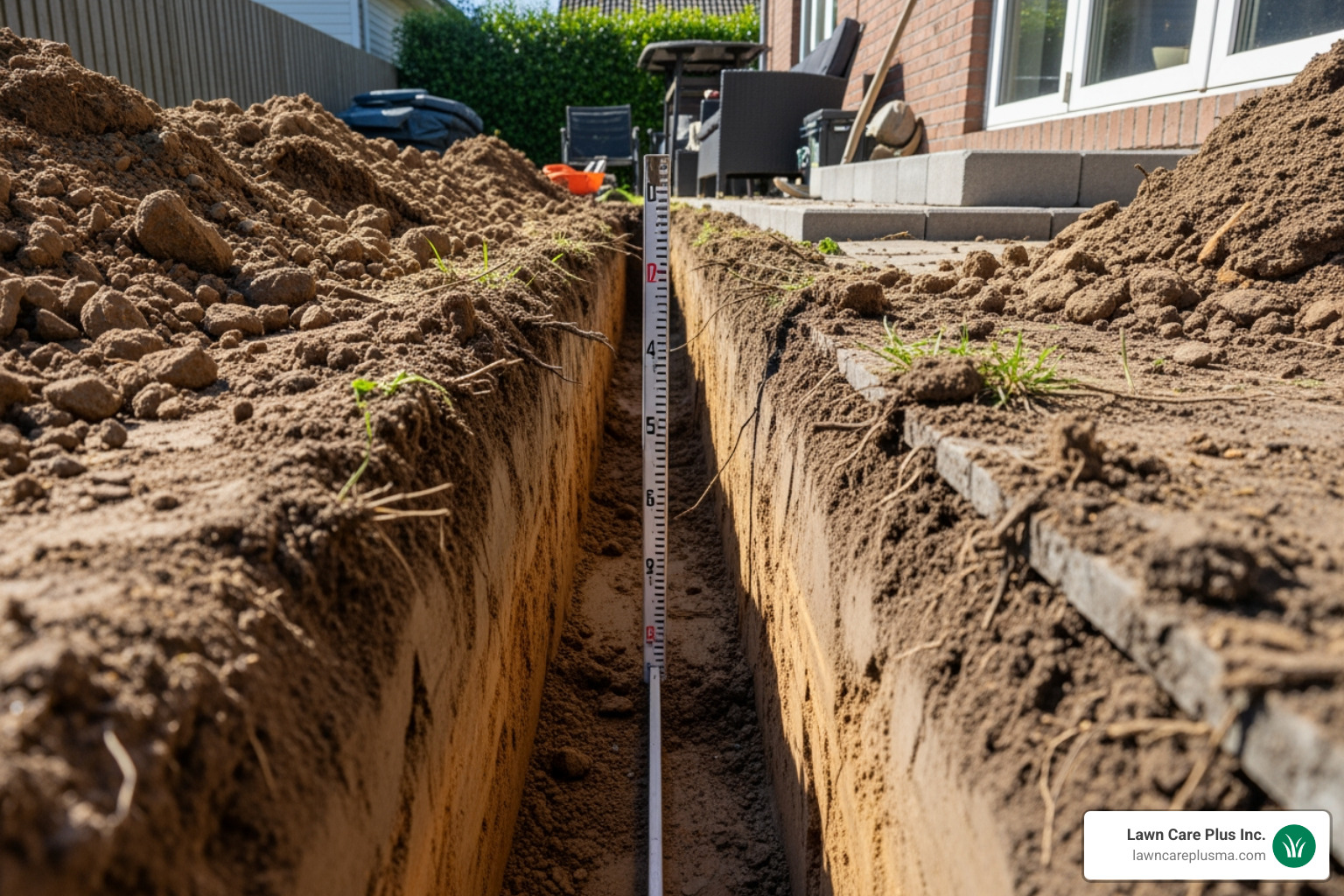 excavated trench - paver walkway