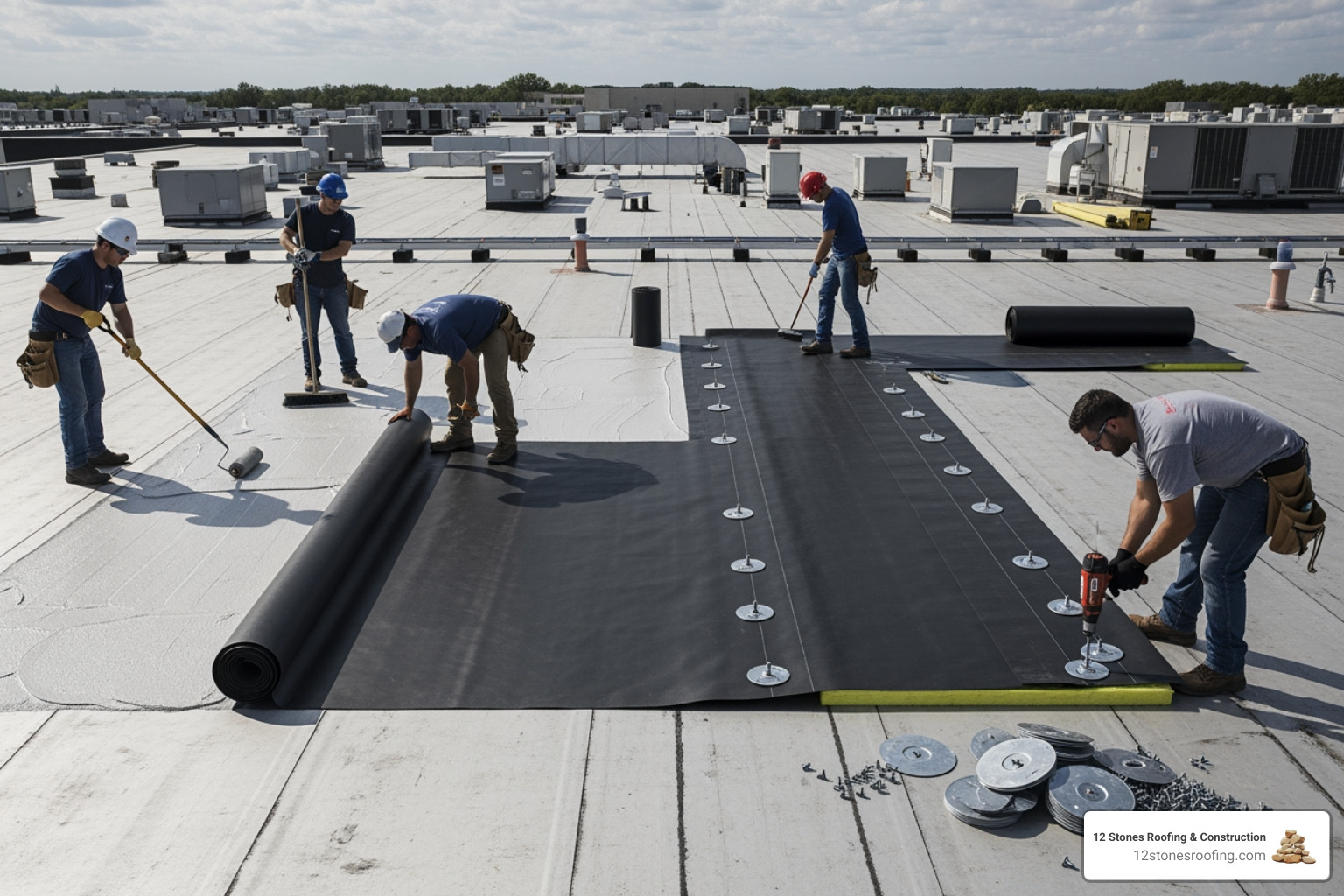 EPDM installation methods side-by-side - epdm rubber roofing materials