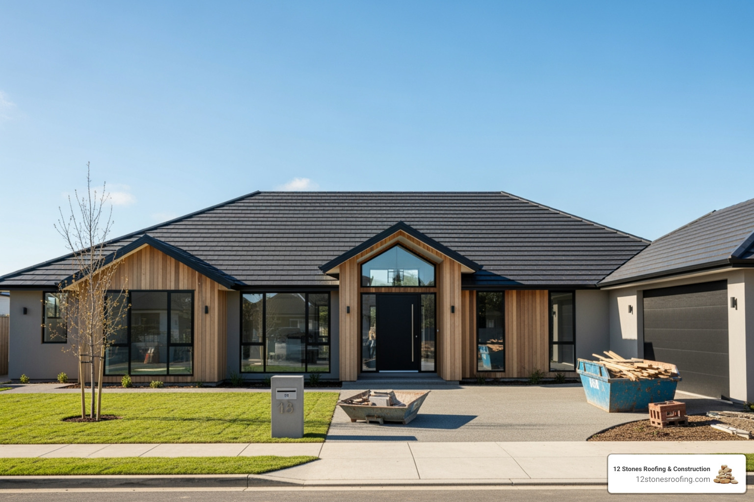 modern residential home with new roof installation - roof installation cost