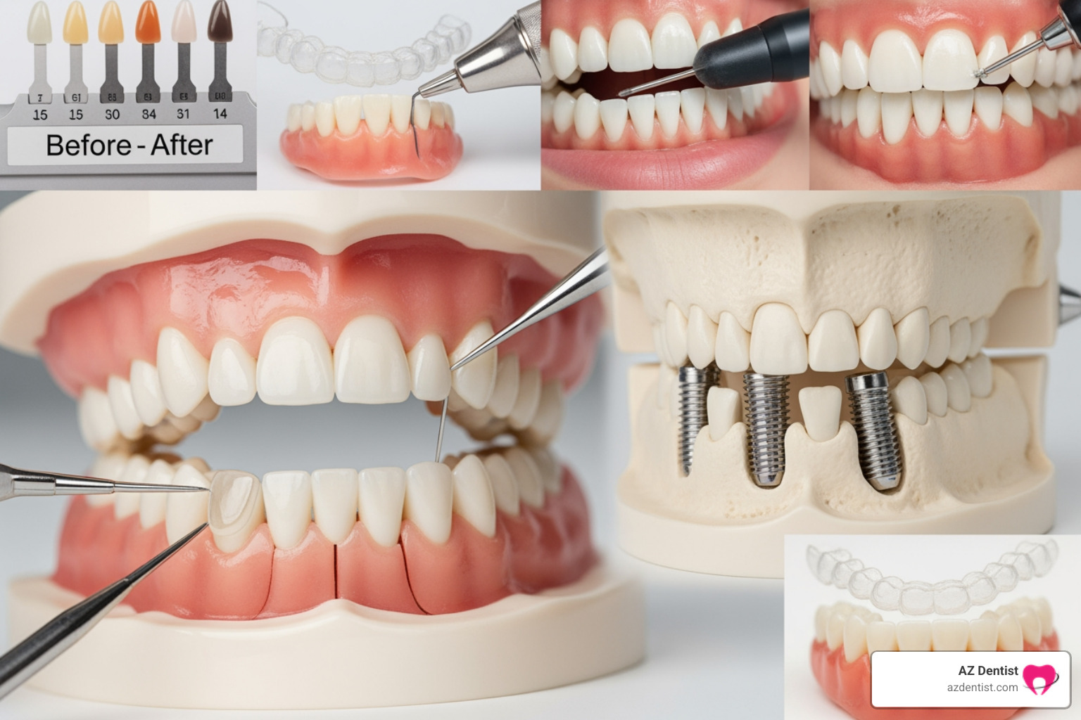Different cosmetic dental procedures like veneers and implants - Scottsdale smile makeover