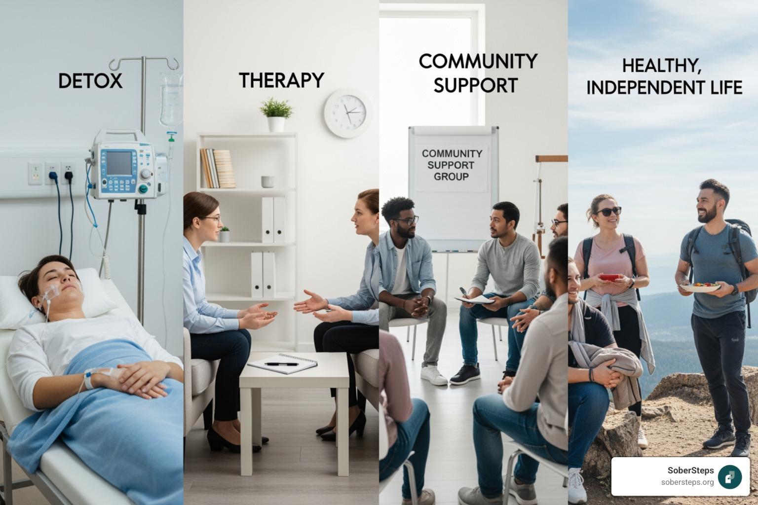 illustrating the continuum of care from detox to aftercare - Rehabs that accept insurance