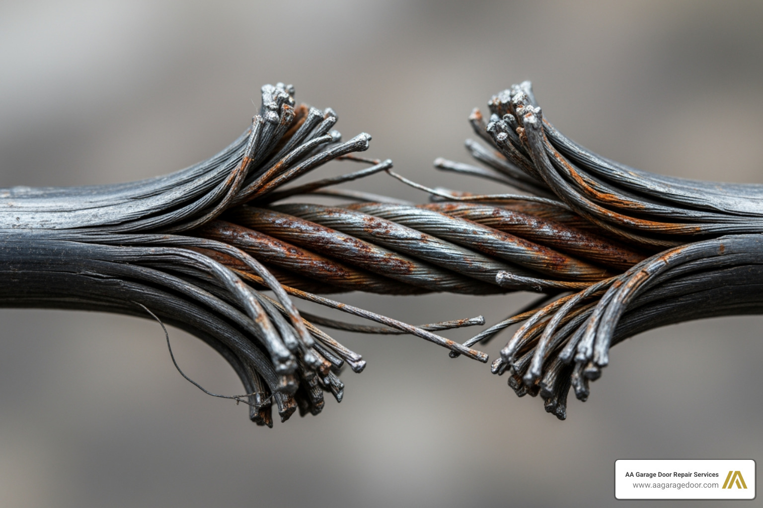 of a frayed and rusted garage door cable - cable garage door repair