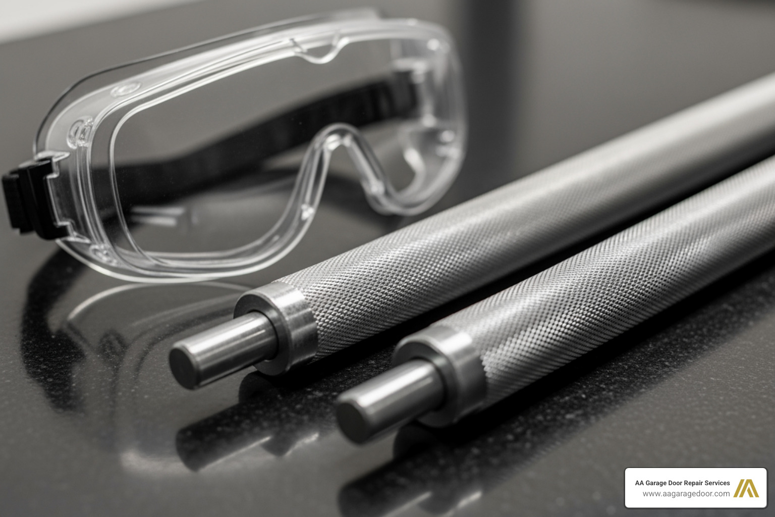 safety goggles and winding bars - Garage door spring replacement cost