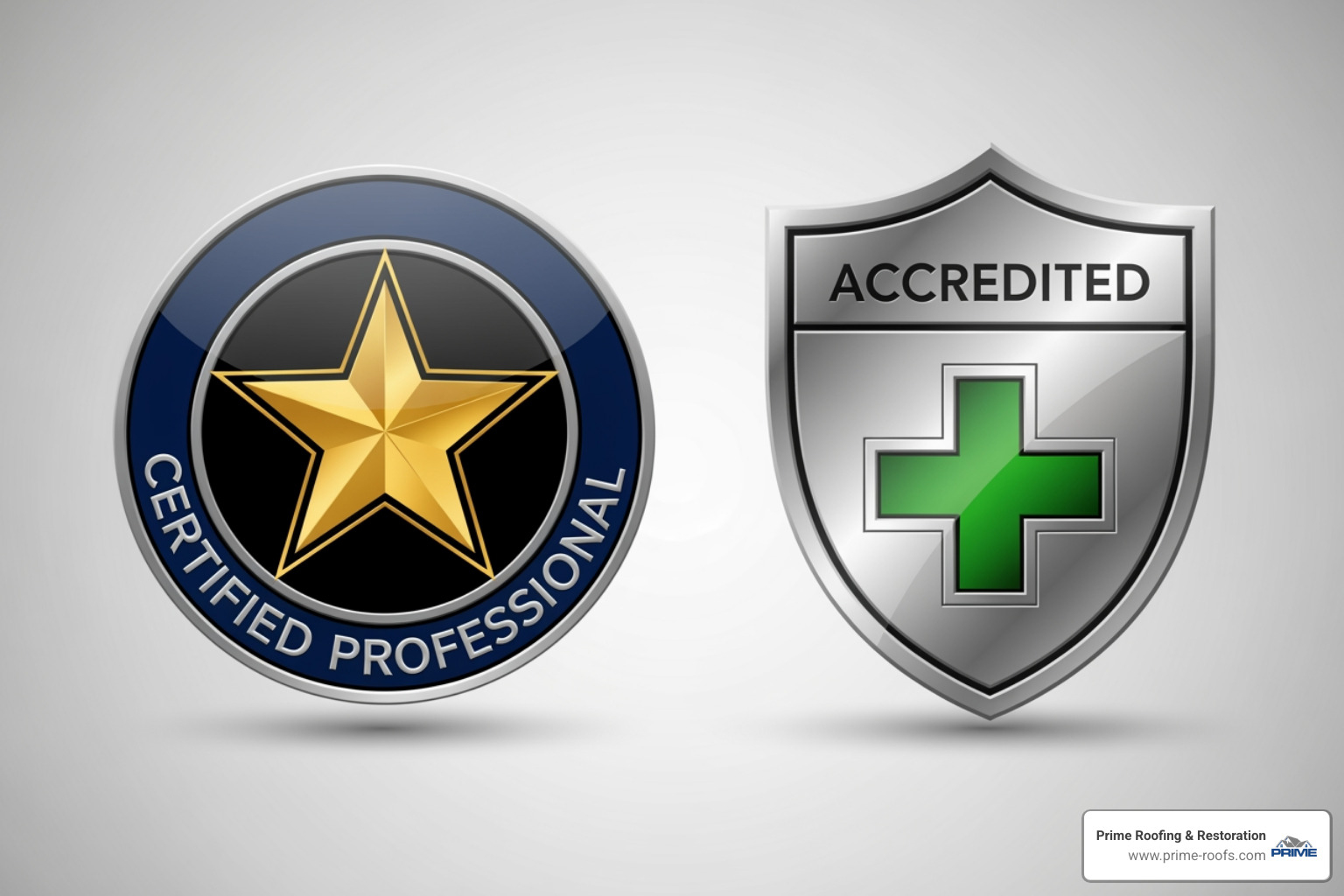 GAF Master Elite certification logo next to a BBB A+ rating logo - roofing companies in alabama