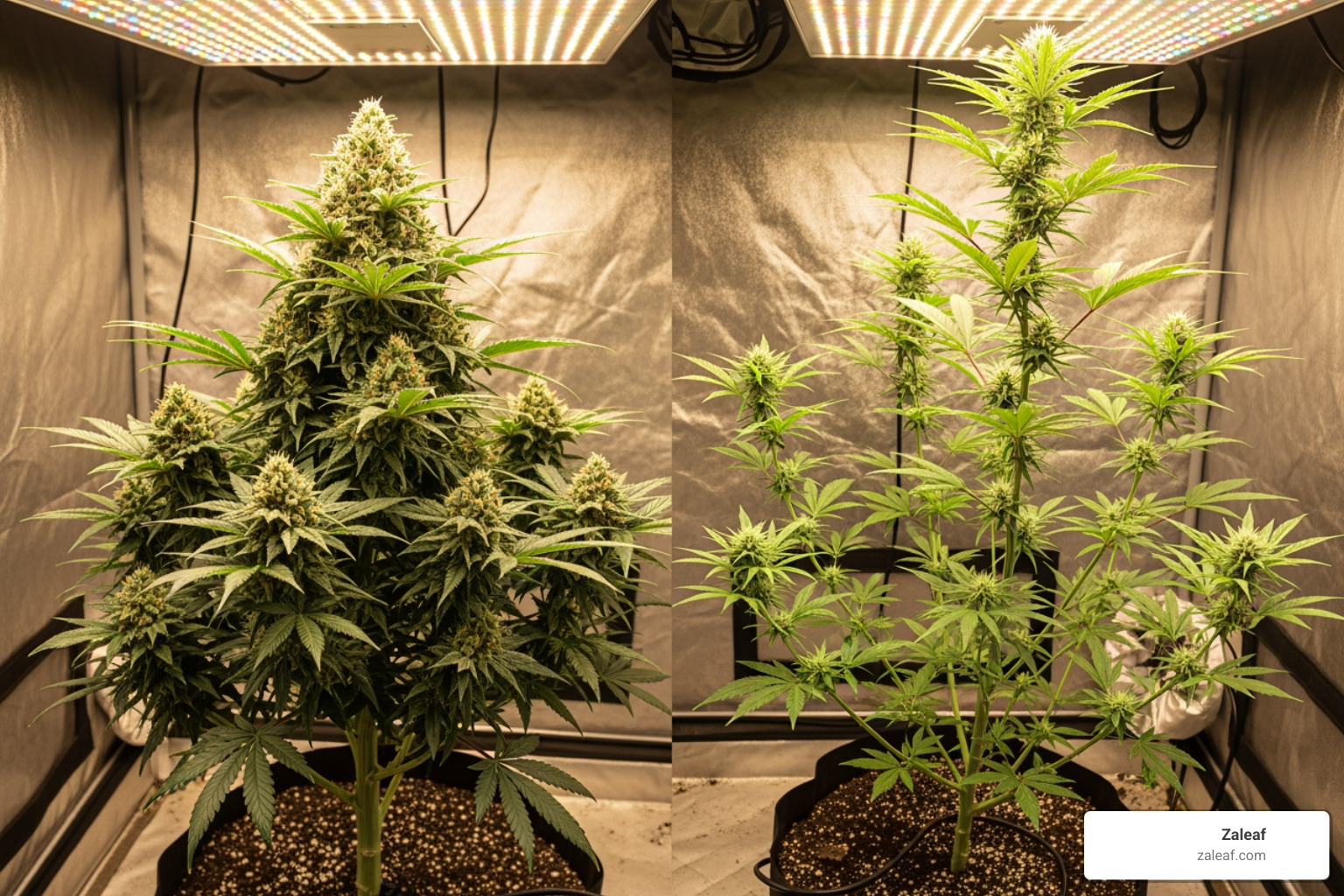 physical appearance of a short, bushy Indica plant and a tall, slender Sativa plant - indica for pain physical appearance of a short, bushy Indica plant and a tall, slender Sativa plant - indica for pain