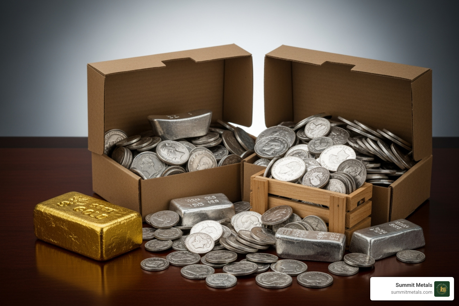 comparing the volume of $50,000 in gold vs. $50,000 in silver - safe silver storage