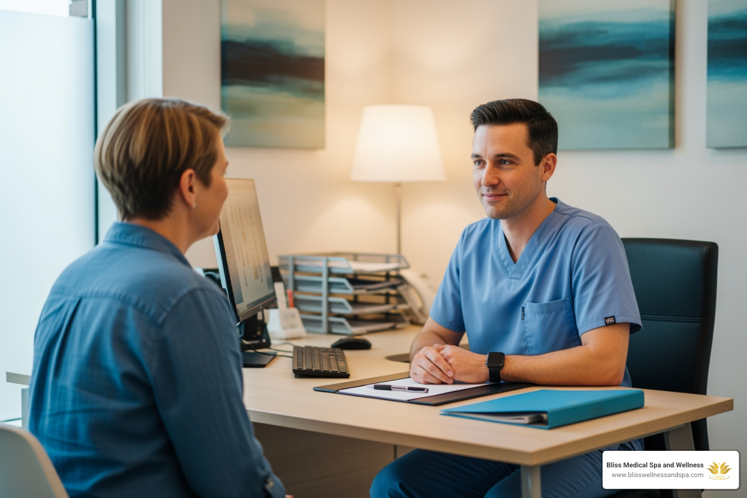 friendly medical professional in a consultation with a patient - BHRT Phoenix AZ
