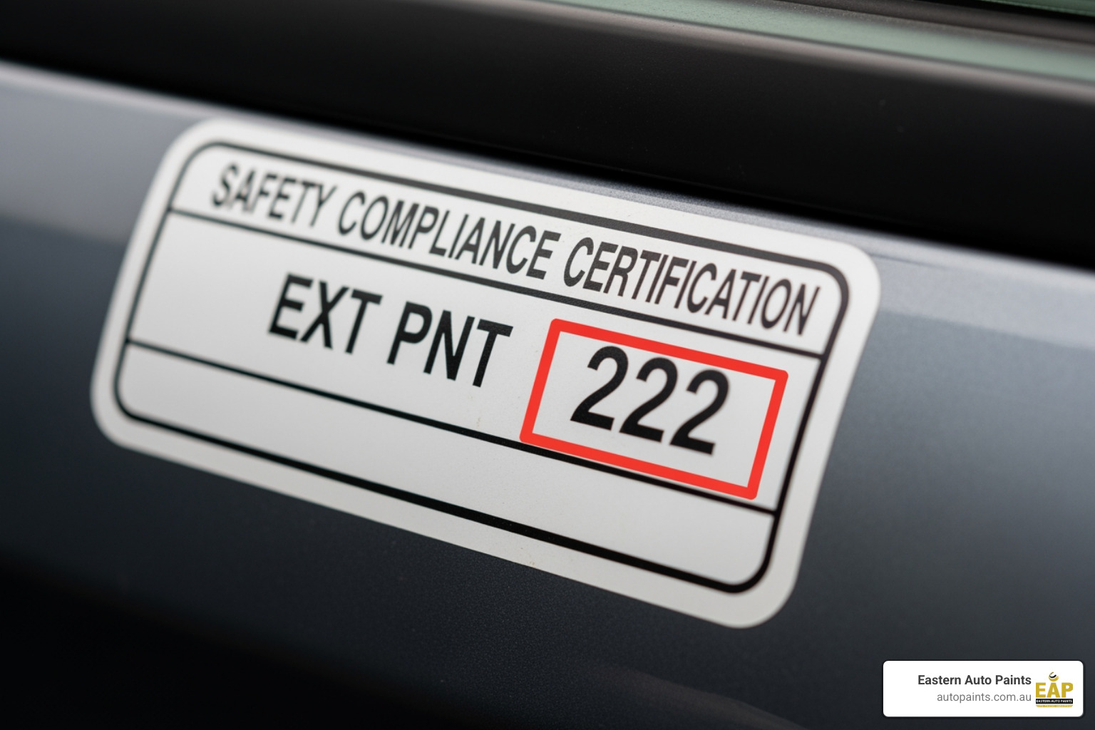 Ford paint code label with the "EXT PNT" section highlighted - How to find paint code