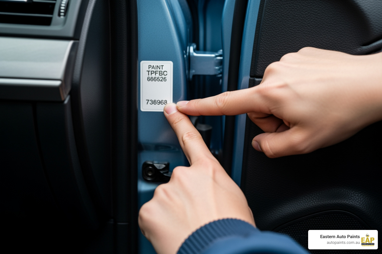 Vehicle paint code sticker on car door jamb - How to find paint code